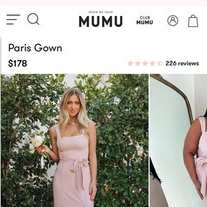 Show me your mumu Paris gown in dusty rose 1x, only worn one time for a wedding